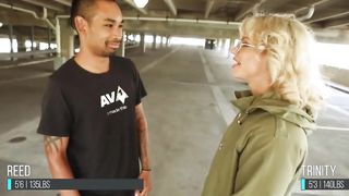 she humiliates him with her muscles