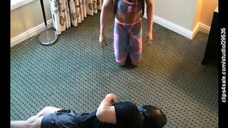 Angela Salvagno Scissored, Choked and Stood On - beating my bitch