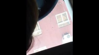 Korean girl playing with small cock in car