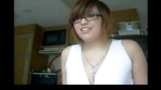 Chubby Girl with Glasses Handjob and Blowjob