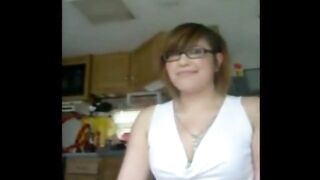 Chubby Girl with Glasses Handjob and Blowjob