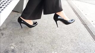 Candid heels in train