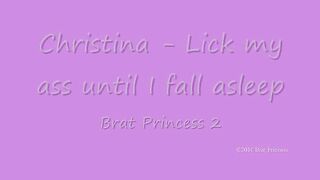 Christina lick my ass till i fall asleep