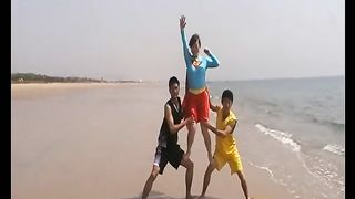 Asian Supergirl lift and carry