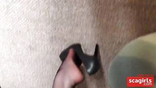 Louise Nylon dangling her high heels before afternoon fun