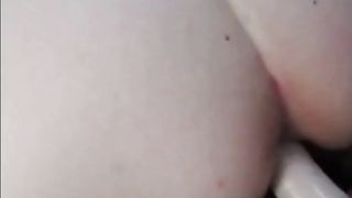 Footlong dildo in my girl's ass